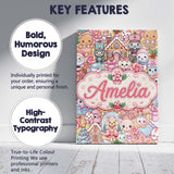 Personalised Name Cute Kawaii Christmas Custom  Modern Room Accent Elegant Feature Canvas Wall Art Print Decor Picture Ready to Hang