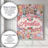 Personalised Name Cute Kawaii Christmas Custom  Modern Room Accent Elegant Feature Canvas Wall Art Print Decor Picture Ready to Hang
