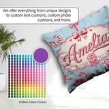 Custom Name Cute Christmas Candy Cane Ribbon Bow Blue Background Square Filled Cushion Throw Pillow Sofa Bed Home Decor Zip Washable UK Made