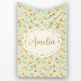 Fresh Croissant and Herb Botanical Light Background Seamless Pattern  Personalised Custom Name Super Soft Fleece Blanket Bed Sofa Throw