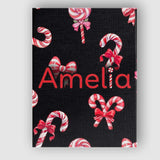 Personalised Name Cute Christmas Candy Cane Custom  Bespoke Interior Contemporary Canvas Wall Art Print Decor Picture Ready to Hang