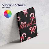 Personalised Name Cute Christmas Candy Cane Custom  Bespoke Interior Contemporary Canvas Wall Art Print Decor Picture Ready to Hang