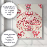 Personalised Name Cute Christmas Candy Cane Custom  Bespoke Interior Contemporary Canvas Wall Art Print Decor Picture Ready to Hang