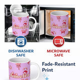 Personalized Custom Name Cute Christmas Candy Cane Ribbon Bow Soft Purple Seamless Pattern 11oz Ceramic Coffee Tea Mug White Large Handle