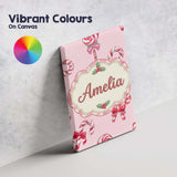 Personalised Name Cute Christmas Candy Cane Custom  Bespoke Interior Contemporary Canvas Wall Art Print Decor Picture Ready to Hang