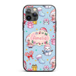 Cute Kawaii Santa Snowman Gift Characters Blue Custom Name Protective Phone Case Mobile Cover Durable Everyday Smartphone Shock Resistant
