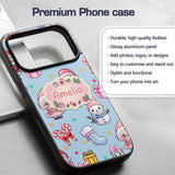 Cute Kawaii Santa Snowman Gift Characters Blue Custom Name Protective Phone Case Mobile Cover Durable Everyday Smartphone Shock Resistant