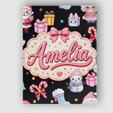 Personalised Name Cute Kawaii Santa Snowman Custom  Bespoke Interior Contemporary Canvas Wall Art Print Decor Picture Ready to Hang