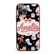 Cute Kawaii Santa Snowman Gift Characters Black Custom Name Protective Phone Case Mobile Cover Durable Everyday Smartphone Shock Resistant