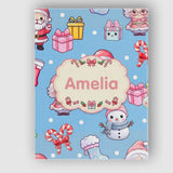 Personalised Name Cute Kawaii Santa Snowman Custom  Bespoke Interior Contemporary Canvas Wall Art Print Decor Picture Ready to Hang