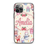 Cute Kawaii Santa Snowman Gift Characters Cream Custom Name Protective Phone Case Mobile Cover Durable Everyday Smartphone Shock Resistant