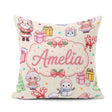 Custom Name Cute Kawaii Santa Snowman Characters Cream Seamless Square Filled Cushion Throw Pillow Sofa Bed Home Decor Zip Washable UK Made