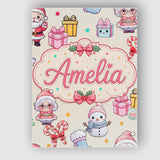 Personalised Name Cute Kawaii Santa Snowman Custom  Bespoke Interior Contemporary Canvas Wall Art Print Decor Picture Ready to Hang