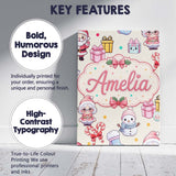 Personalised Name Cute Kawaii Santa Snowman Custom  Bespoke Interior Contemporary Canvas Wall Art Print Decor Picture Ready to Hang