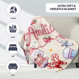 Cute Kawaii Santa Snowman Gift Characters Cream Background Seamless  Personalised Custom Name Super Soft Fleece Blanket Bed Sofa Throw