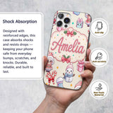 Cute Kawaii Santa Snowman Gift Characters Cream Custom Name Protective Phone Case Mobile Cover Durable Everyday Smartphone Shock Resistant