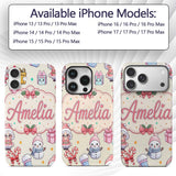 Cute Kawaii Santa Snowman Gift Characters Cream Custom Name Protective Phone Case Mobile Cover Durable Everyday Smartphone Shock Resistant