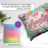 Custom Name Cute Kawaii Santa Snowman Gift Characters Mint Green Square Filled Cushion Throw Pillow Sofa Bed Home Decor Zip Washable UK Made