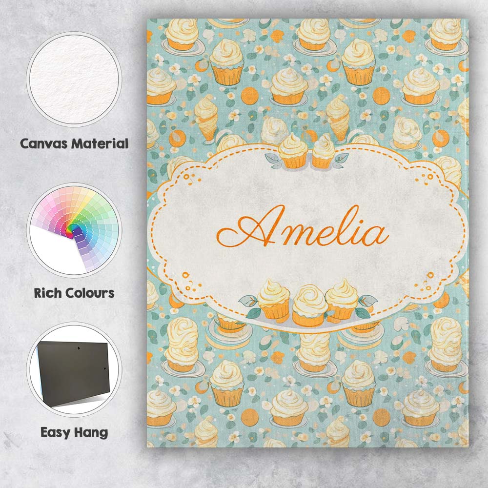 Personalised Name Realistic Butter Croissant Bakery Style Repeating Custom Canvas Wall Art Print Decor Picture Ready to Hang