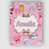 Personalised Name Cute Kawaii Santa Snowman Custom  Bespoke Interior Contemporary Canvas Wall Art Print Decor Picture Ready to Hang