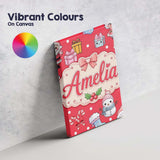 Personalised Name Cute Kawaii Santa Snowman Custom  Bespoke Interior Contemporary Canvas Wall Art Print Decor Picture Ready to Hang