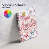 Personalised Name Cute Kawaii Santa Snowman Custom  Bespoke Interior Contemporary Canvas Wall Art Print Decor Picture Ready to Hang