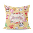Custom Name Cute Kawaii Santa Snowman Gift Characters Warm Beige Square Filled Cushion Throw Pillow Sofa Bed Home Decor Zip Washable UK Made