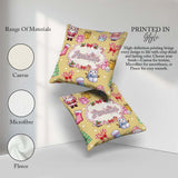 Custom Name Cute Kawaii Santa Snowman Gift Characters Warm Beige Square Filled Cushion Throw Pillow Sofa Bed Home Decor Zip Washable UK Made