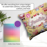 Custom Name Cute Kawaii Santa Snowman Gift Characters Warm Beige Square Filled Cushion Throw Pillow Sofa Bed Home Decor Zip Washable UK Made