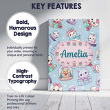 Personalised Name Cute Kawaii Christmas Custom  Modern Room Accent Elegant Feature Canvas Wall Art Print Decor Picture Ready to Hang