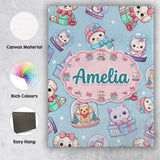 Personalised Name Cute Kawaii Christmas Custom  Modern Room Accent Elegant Feature Canvas Wall Art Print Decor Picture Ready to Hang