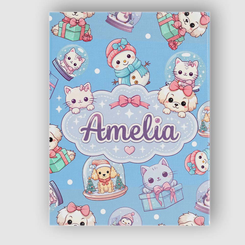 Personalised Name Cute Kawaii Christmas Custom  Modern Room Accent Elegant Feature Canvas Wall Art Print Decor Picture Ready to Hang