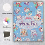 Personalised Name Cute Kawaii Christmas Custom  Modern Room Accent Elegant Feature Canvas Wall Art Print Decor Picture Ready to Hang