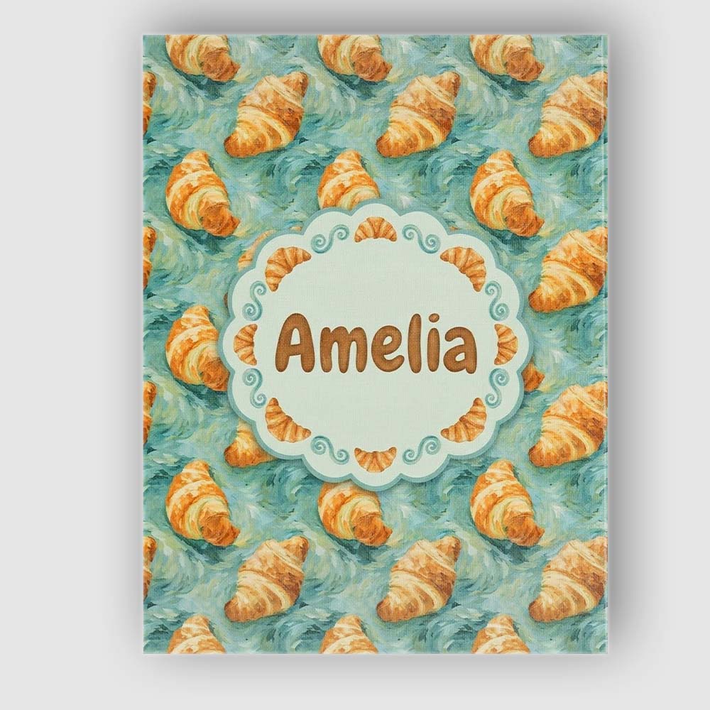Personalised Name Painterly Croissant Brush Stroke Blue Artistic Custom  Interior Canvas Wall Art Print Decor Picture Ready to Hang