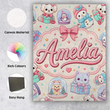 Personalised Name Cute Kawaii Christmas Custom  Modern Room Accent Elegant Feature Canvas Wall Art Print Decor Picture Ready to Hang