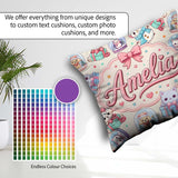 Custom Name Cute Kawaii Pets Snow Globe Gifts Cream Background Square Filled Cushion Throw Pillow Sofa Bed Home Decor Zip Washable UK Made