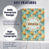 Personalised Name Painterly Croissant Brush Stroke Blue Artistic Custom  Interior Canvas Wall Art Print Decor Picture Ready to Hang