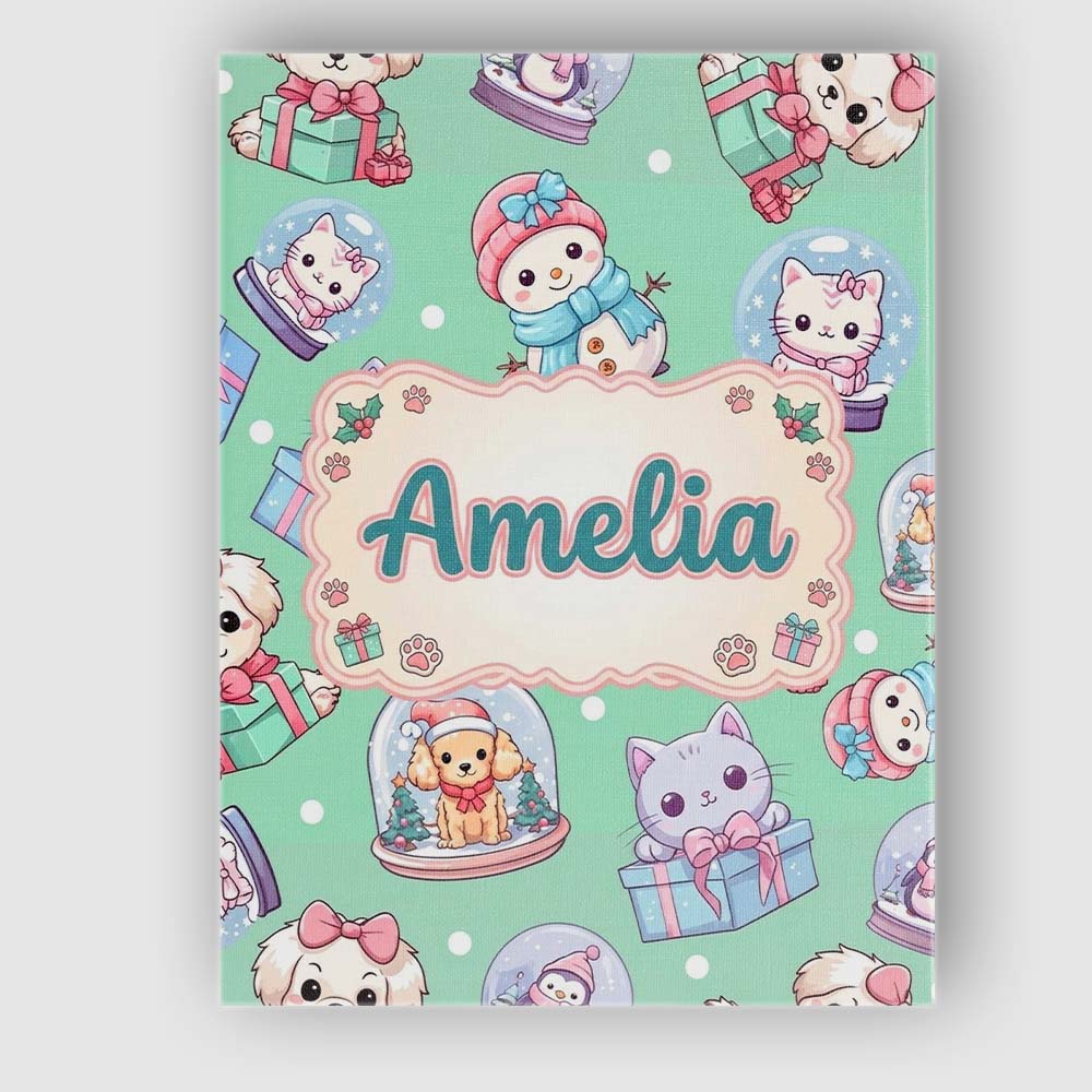Personalised Name Cute Kawaii Christmas Custom  Modern Room Accent Elegant Feature Canvas Wall Art Print Decor Picture Ready to Hang