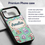 Cute Kawaii Christmas Pets Snow Globe Gifts Mint Custom Name Protective Phone Case Mobile Cover Durable Everyday Smartphone Shock Resistant