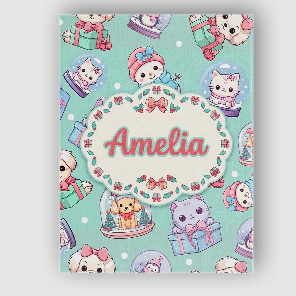 Personalised Name Cute Kawaii Christmas Custom  Modern Room Accent Elegant Feature Canvas Wall Art Print Decor Picture Ready to Hang