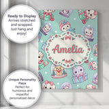Personalised Name Cute Kawaii Christmas Custom  Modern Room Accent Elegant Feature Canvas Wall Art Print Decor Picture Ready to Hang