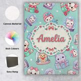 Personalised Name Cute Kawaii Christmas Custom  Modern Room Accent Elegant Feature Canvas Wall Art Print Decor Picture Ready to Hang