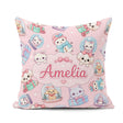 Custom Name Christmas Pets Snow Globe Gifts Soft Pink Background Square Filled Cushion Throw Pillow Sofa Bed Home Decor Zip Washable UK Made