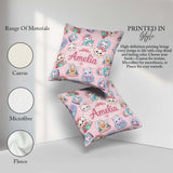 Custom Name Christmas Pets Snow Globe Gifts Soft Pink Background Square Filled Cushion Throw Pillow Sofa Bed Home Decor Zip Washable UK Made