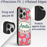Cute Kawaii Christmas Pets Snow Globe Gifts Red Custom Name Protective Phone Case Mobile Cover Durable Everyday Smartphone Shock Resistant