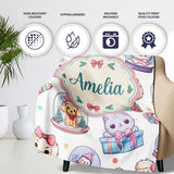 Cute Kawaii Christmas Pets Snow Globe Gifts Light Grey Background  Personalised Custom Name Super Soft Fleece Blanket Bed Sofa Throw