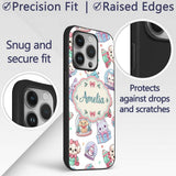 Cute Kawaii Christmas Pets Snow Globe Gifts Light Custom Name Protective Phone Case Mobile Cover Durable Everyday Smartphone Shock Resistant