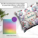 Custom Name Kawaii Pets Snow Globe Gifts Light Grey Background Square Filled Cushion Throw Pillow Sofa Bed Home Decor Zip Washable UK Made
