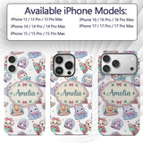 Cute Kawaii Christmas Pets Snow Globe Gifts Light Custom Name Protective Phone Case Mobile Cover Durable Everyday Smartphone Shock Resistant