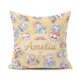 Custom Name Cute Kawaii Pets Snow Globe Gifts Yellow Background Square Filled Cushion Throw Pillow Sofa Bed Home Decor Zip Washable UK Made